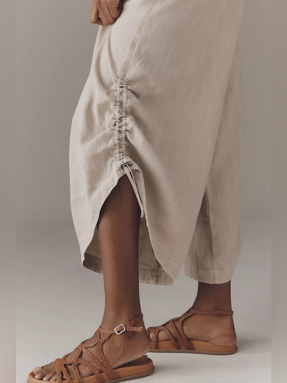 Anthropologie Beige Sleeveless Button-Front Wide-Leg Jumpsuit - Picture 5 of 10